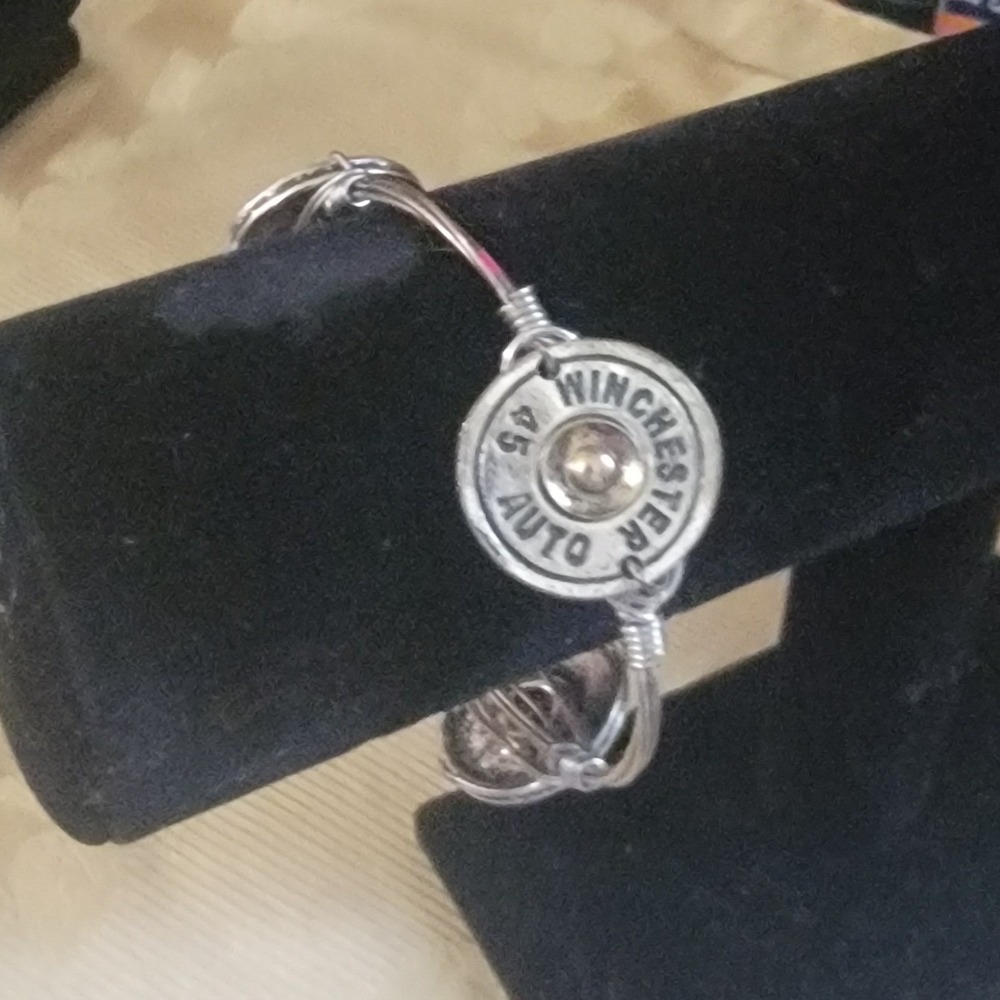 Winchester 45 Auto $ 38 Spec. Nickell Bullet head Jewelry Set Bracelet Earrings